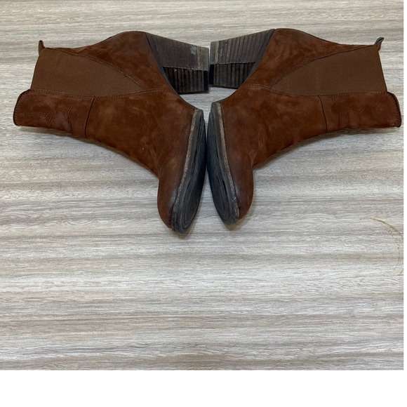 Paul Green Women Boots Brown 6.5 US 9 Suede Chelsea Ankle Block Heel Austria - Picture 5 of 13